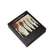 BeautyCoco 5 Pcs Oval Makeup Brush Set Professional Foundation Contour Concealer Blending Cosmetic Brushes with Gift Box (Black)