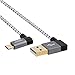 CableCreation 6.5Feet [2-Pack] 90 Degree USB 2.0 A to Micro USB B Cable, Double Angle-Dual Angled Micro USB Cable with Aluminium Case,2Meter, Space Gray