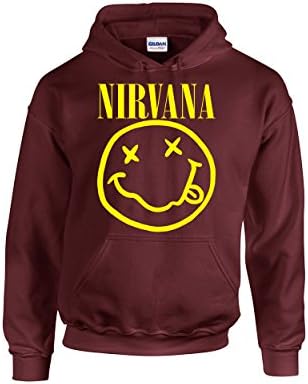 NineTeen, Nirvana Grunge Rock Band Hoodie (Medium, Maroon)