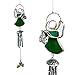 Irish Wind Chimes - Green Stained Glass Angel Holding a Shamrock Charm - St. Patrick's Day Miniature Garden Chime