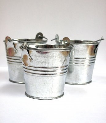 Homes on Trend Small Metal Buckets Party Shabby Wedding Favours Crafts Chips (10cm, 12 Buckets)