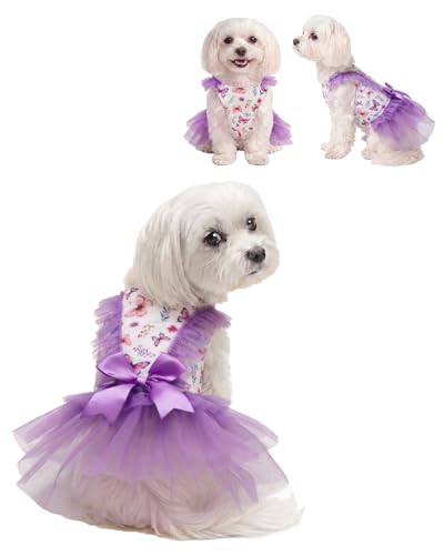CuteBone Purple Butterfly Floral Pet Dress