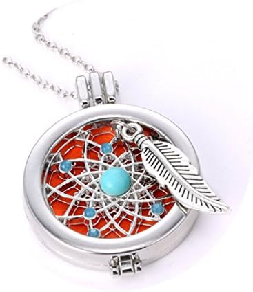 CUZSTX1OM1 Aromatherapy Necklace,Dream Catcher Silver Pendant,Essential Oils Diffuser