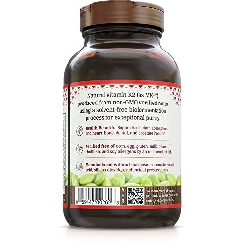 Nutrigold Vitamin K2 MK7 Supplement, 120 Capsules, Bone and Heart