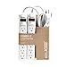 Digital Energy 2-Pack 6 Outlet Power Strip 450J Surge Protector with 3 Foot Extension Cord (White)