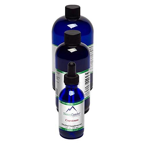 HoneyCombs Liquid Capsicum/Cayenne Pepper Supplement to Support Blood Flow & Heart Health - Organic Cayenne Pepper Drops – Alcohol-Free, Cold Pressed Cayenne Pepper Organic Liquid, 8 Fl Oz.
