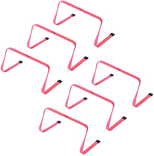 Kosma Pack of 6 Agility Training Fitness Flat Hurdles | Multi-Sport Speed Training Aid with Carry Handle : Size 6 Inch - Color Pink