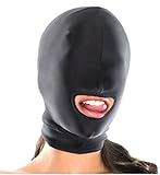 Veezy Fetish Unisex Color Black Hood Mask Blindfolded with Mouth Opening