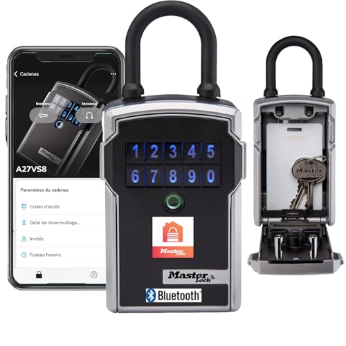 MASTER LOCK Portable Smart Connected Key Safe with Shackle, Bluetooth or Combination, Medium 183 x 83 x 59 mm, Outdoor, for Home Office Industries Vehicles
