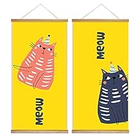 Hanging Poster Cute Cats Theme Wall Decoration for Bedroom Dinning Room Ready to Hang - 18