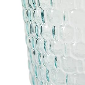 Deco 79 Recycled Glass Handmade Spanish Vase with Bubble Texture, 10" x 10" x 17", Blue 41tDOkINzRL
