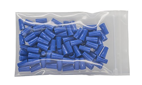 100 PCS Blue Wire Connector, P2 Type Easy Twist-On Ribbed Cap - UL and CSA Listed