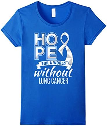 Womens Hope for a world without Lung Cancer, Awareness T Shirt Medium Royal Blue