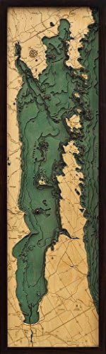 Door County Peninsula, Wisconsin and Michigan 3-D Nautical Wood Chart, 13.5" x 43"