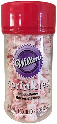 Wilton Sprinkles - Red & White Edible Jumbo Bones for Cake or cupcake or any desert decoration 2.3 OZ