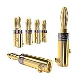 KabelDirekt Banana Plug - 11-16 AWG, Connector (5 Pair), 24K Gold-Plated, Screwable, Suitable for Flexible Connection of the Cable to Hi-Fi Boxes, Amplifiers, AV Receivers and Sound Systems