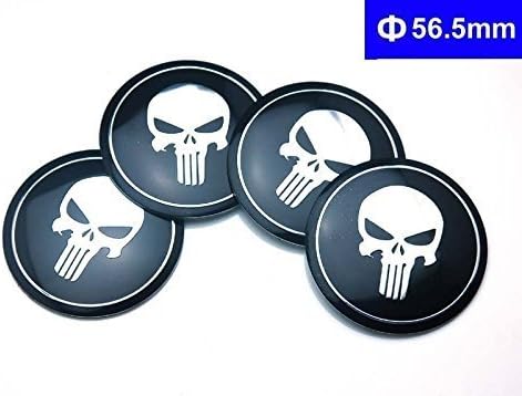 DPENG 4pcs D133 56.5mm Car Emblem Badge Sticker Wheel Hub Caps Centre Cover SKULL Punisher War Zone