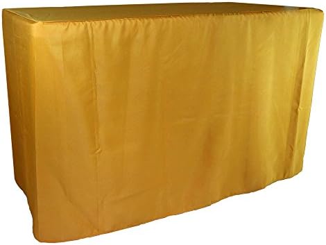 Doolova 6FT Fitted Gold Wholesale Polyester Table Cover Wedding Banquet Event Tablecloth