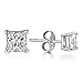 Billie Bijoux Sterling Silver Earrings Studs with Princess Cut Cubic Zirconia Diamond Rhinestone, Womens Fine Jewelry