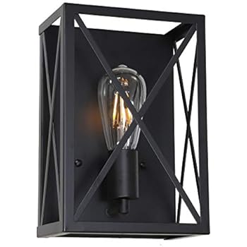 MELUCEE Rustic Wall Sconce 1-Light Black Porch Light Fixtures Wall Mount Farmhouse Bathroom Vanity Light Fixtures Hallway Sconces Wall Lighting