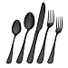 Matte Black Silverware Set,SHARECOOK Satin Finish 40-Piece Stainless Steel Flatware Set,Kitchen Utensil Set Service for 8,Tableware Cutlery Set for Home and Restaurant, Dishwasher Safe