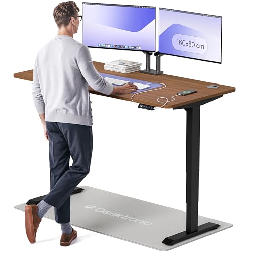 Desktronic HomePro Höhenverstellbarer Schreibtisch 160 × 80 cm – Elektrischer Schreibtisch Mit Zwei Elektrischen Motoren, Touchscreen-Steuerung und In
