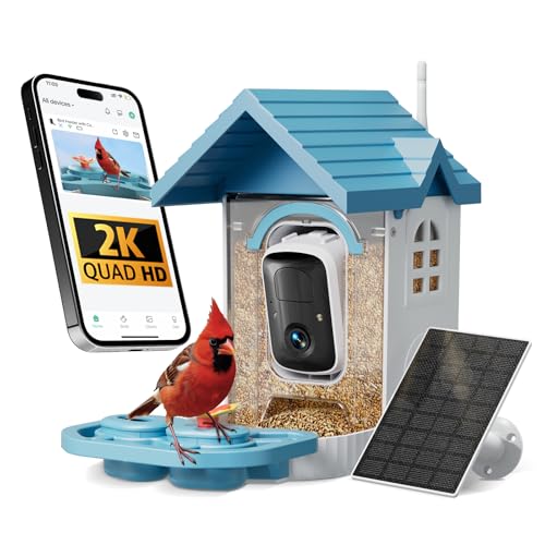 SMART BIRD FEEDER WITH CAMERA, 2K HD SOLAR...