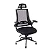 KADIRYA High Back Ergonomic Mesh Office Chair with Mesh Seat - Adjustable 90-110 Degree Tilt Lock, Flip-up Armrest, Lumbar Support and Headrest Computer Desk Task Chair, Black