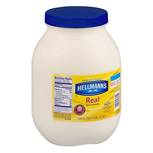 HELLMANN’S REAL MAYONNAISE JAR, CONDIMENT FOR SANDWICHES, SALADS, MAYO MADE WITH 100% CAGE FREE EGGS, GLUTEN FREE, VEGETARIAN, KOSHER, 1 GALLON, 128 OZ (PACK OF 1)