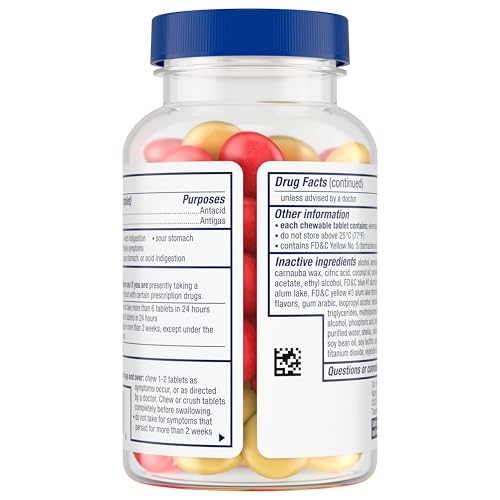 TUMS CHEWY BITES CHEWABLE ANTACID TABLETS WITH GAS RELIEF, LEMON & STRAWBERRY – 54 COUNT