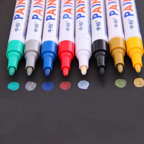 interjunzhan Car Tyre Tire Tread Rubber Metal Permanent Paint Marker Pen 12 Colors Waterproof(1 pcs,1 Color) White