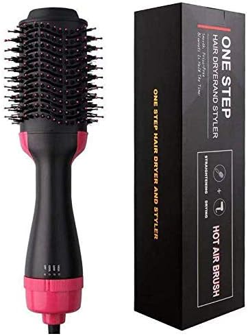4 in 1 Hot Air Brush One-Step Hair Dryer Brush, LEONMAR Volumizer Comb Negative Ionic Salon Hair Straightener and Curler Comb Anti-Scald, Hair Styling Tools For All Types Hair (black)