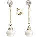 CNCbetter Women Fashion Charms Simulated-Pearl Charms Ball Dangle Long Screw Back Clip On Earring