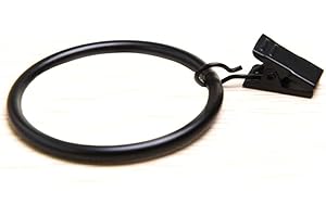Coideal Large Curtain Rings with Clips, 10 Pack 2.5 Inch XL Extra Rustproof Strong Metal Decorative Drapery Window Curtain Hoops Clip Ring Fit Up to 2 Inch Rod (Vintage Black)