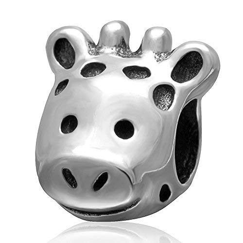Giraffe Charm 925 Sterling Silver Animal Bead Birthday Christmas Pendant Anniversary Love Heart for Pandora Charm Bracelet (B)