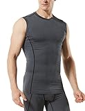 TM-MUA05-ZDG_Large Tesla Men's R Neck Sleeveless Muscle Tank Dry Compression Baselayer MUA05