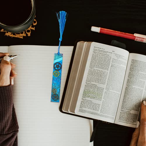 MUXGOA 9 Pcs Resin Bookmark Molds,DIY Bookmarks with 27 Pcs Handmade Silk Bookmark Tassels for Key Chain DIY Art Craft