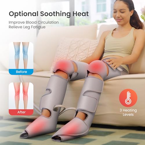 Snailax Leg Massager for Men and Women for Home and Office | Calf Massager with Air and Heat Compression, 3 Modes, 3 Intensity, Adjustable, Gift for Women and Men