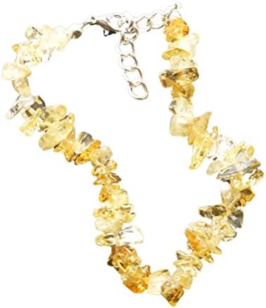 Women's Crystal Citrine Bracelet, 8+1" Extender, Chips Stone Beads 5mm-7mm, Silver Plated Clasp