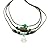 Real Spark Silvery Flower Pendant Three Layer Beaded Collar Tribal Necklace