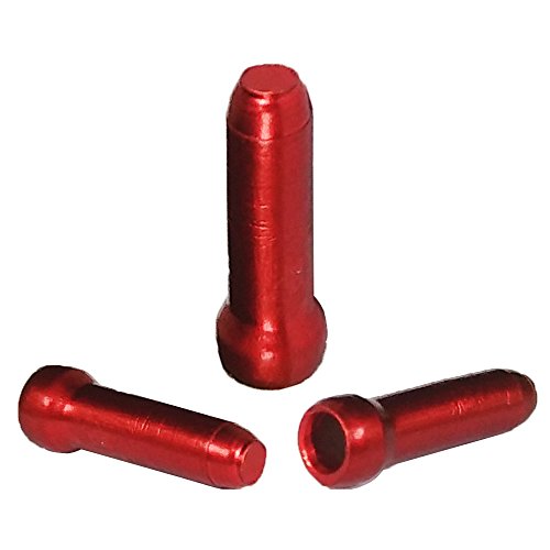 Yuauy 10 PCs Each Color Cable Tips End Crimps (80 PCs) 1.8 mm Alloy Road Mountain Bicycle Bike Brake Shifter + 10 Pcs Red Valve Cap Covers for MTB Presta Bicycle Metal Anodized Alloy French Style