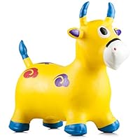 Riding Horse for Kids - Bouncy Horse - Horse Toys for Girls - Bouncy Horse for toddlers - Horse toys - Inflatable Jumping Bouncing Yellow Horse for Kids with Pump Included - Rocking Horse - Rody Horse