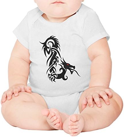 Drawing Black Dragon Tatoo Pic Unisex Baby Cotton Short Sleeve Funny Onesies Baby Onesies