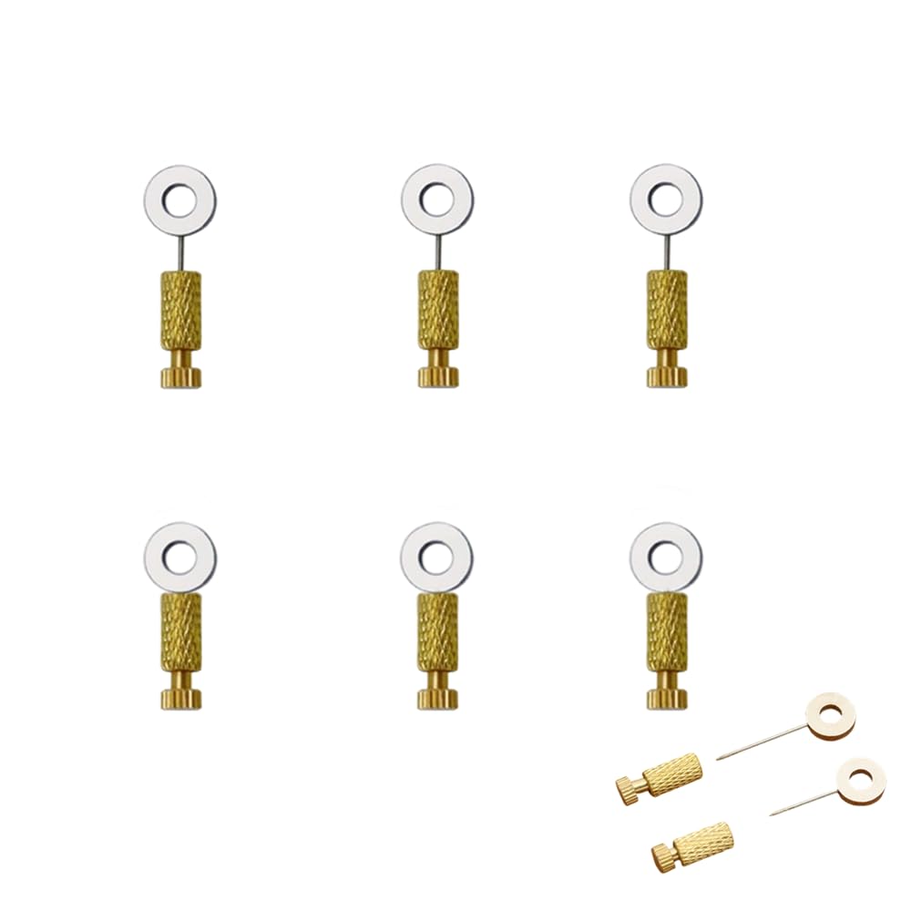 CURTEK 6Pcs Leather Suture Positioning Needles DIY Leathercraft Located Needles Leather Goods Fixed Edges Locking Pins for Leather Craft Stitching Fixing Auxiliary Tools, Gold, FGHHFG12