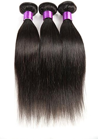 16" 18" 20" inches Brazilian Virgin Human Hair Extension Natural Straight 3 Bundles Unprocessed Natural Black