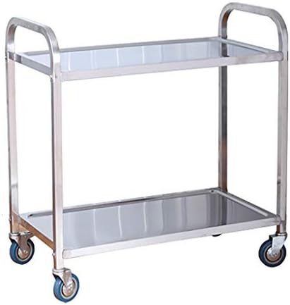 2-Tier Stainless Steel Serving Cart Utility Cart Kitchen Island Trolley Serving Catering Storage Cart with Locking Wheels, for Hotels Restaurant Home