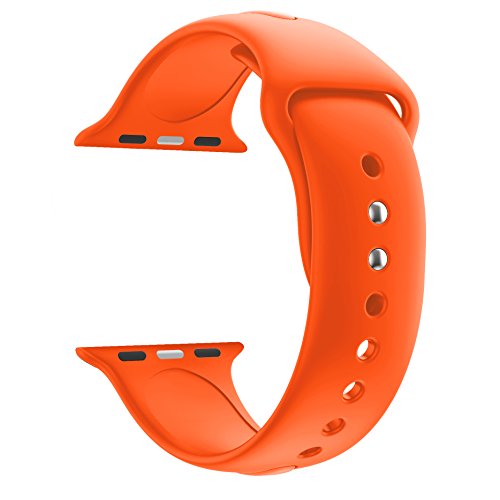 Guigong Sport Band for Apple Watch 42mm 38mm, Soft Silicone Strap Replacement iWatch Bands for Apple Watch Sport, Series 3, Series 2, Series 1 S/M M/L (Orange, 42mm M/L)