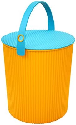 LIUFS waste container Colorful bucket Multifunctional storage bucket storage stool with cover can sit people bucket stool (Color : Yellow, Size : 4L)