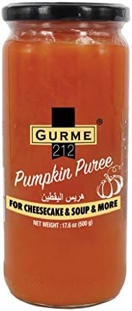 Gurme212 Pumpkin Puree in Jar for Cheesecake, Soup and More, 17.5 oz