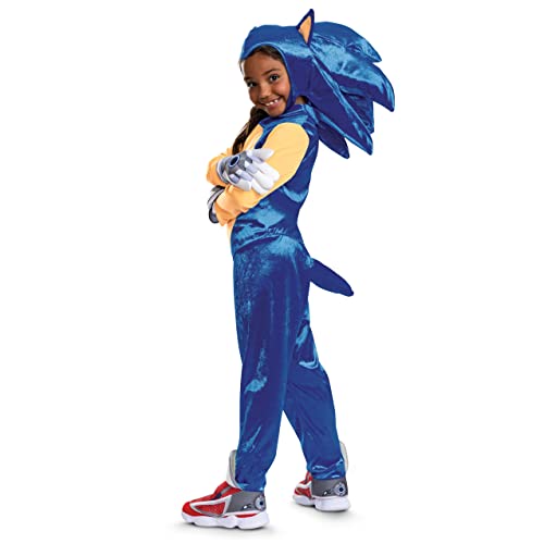 Disguise Deluxe Sonic Costume for Kids, Official Sonic Prime Costume and Headpiece, Size (46